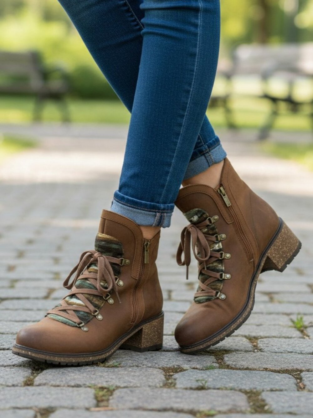 Aetrex "Joleen" Distressed Suede Leather Ankle Boots